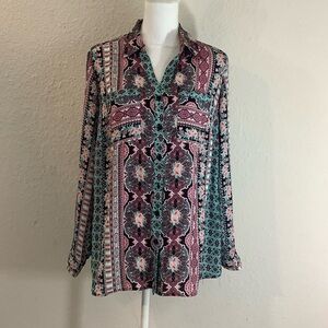 🌷Relativity Floral print  long sleeve blouse 1X